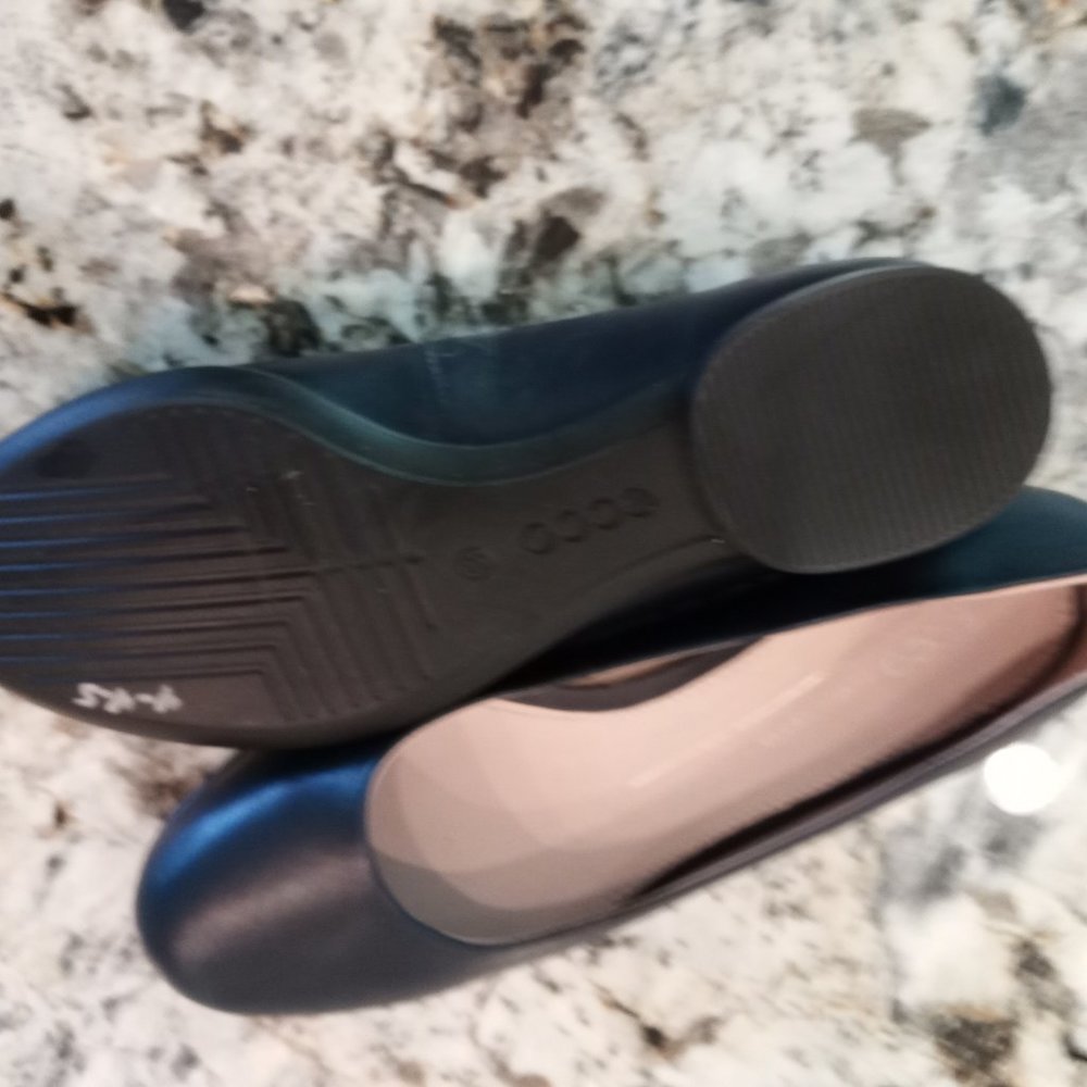 ECCO Ballerina Ballet Flat Navy Leather - Picture 6 of 7